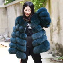 CX-G-A-97D, Новое поступление, Женское зимнее плотное пальто из настоящего меха лисы, меховые куртки лисица высокого качества, пальто, наряд