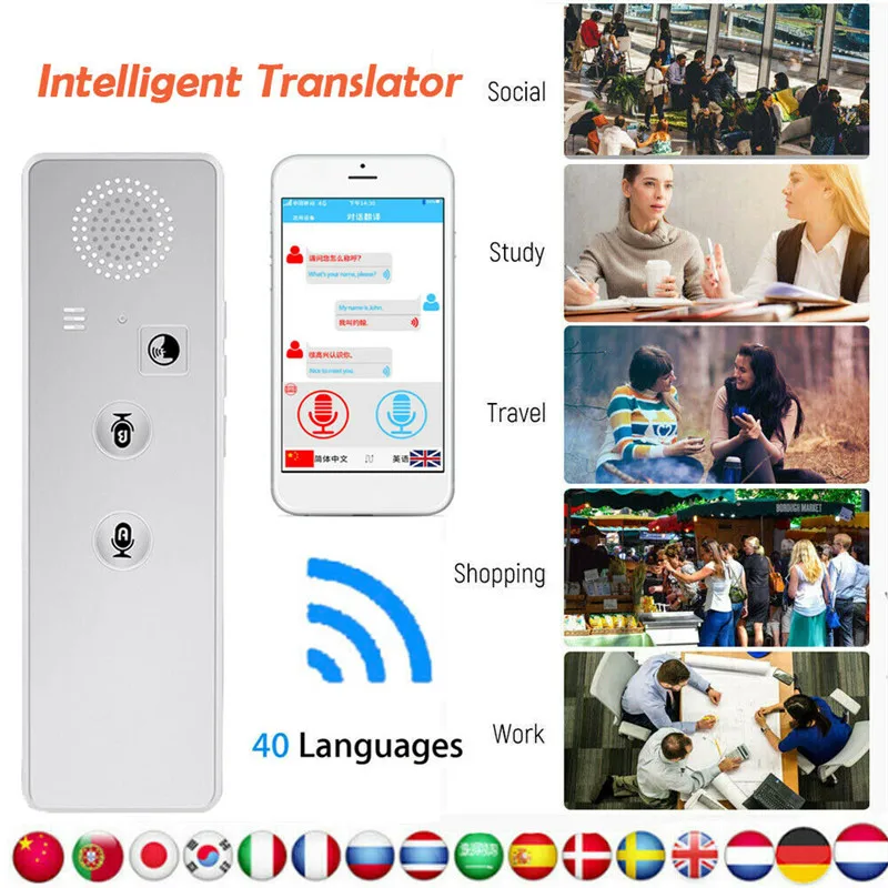 

Translation Kit Intelligent Voice Translator 40 Languages Instant Voice Pocket Device Language Translator For Learning Travel
