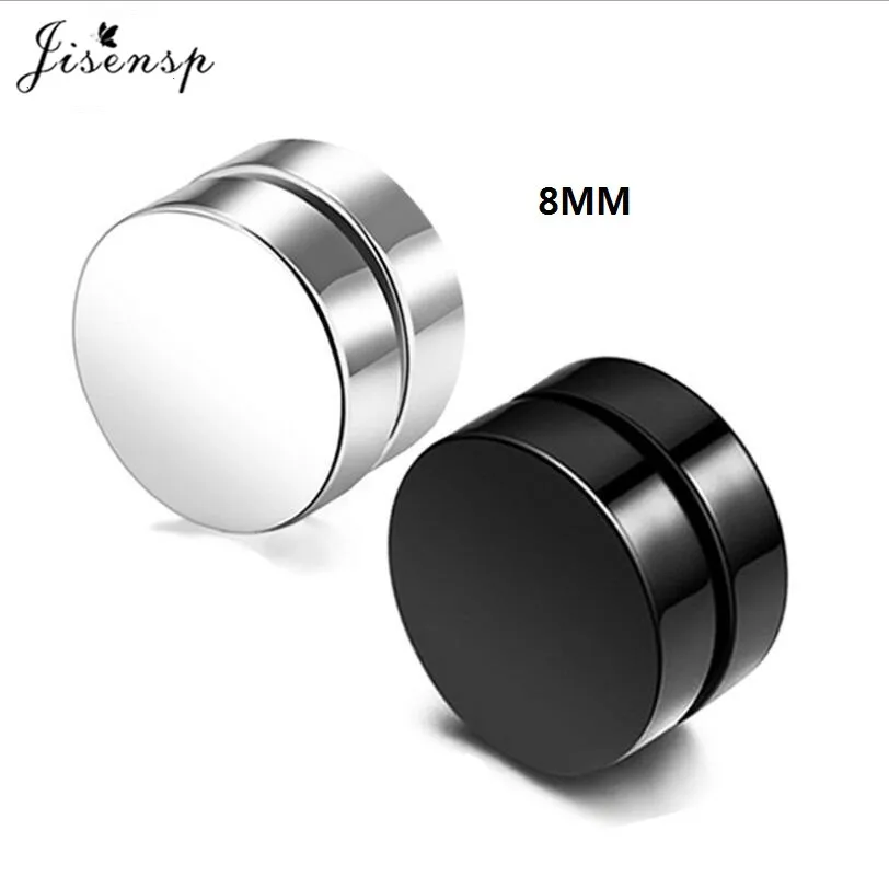 

Jisensp Fashion Design 1 Piece K-pop Punk Magnet Magnetic Earrings Geometric Round Stainless Steel Earrings for Women Girls Gift