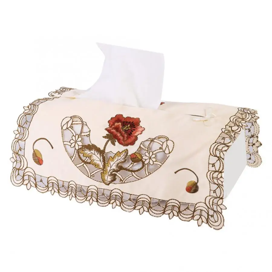 

Tissue Box Napkin Square Shape Beautiful Polyester Embroidery Tissue Box Cover Home Decoration Tissue Beautiful Embroider
