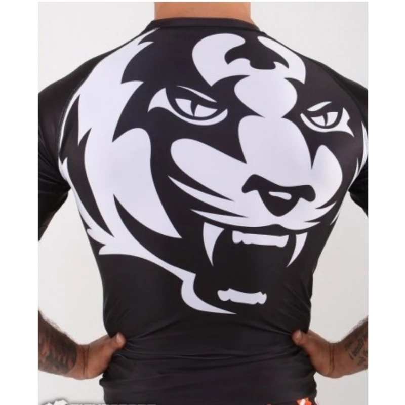 Men's sweatshirt tight boxing Tiger wear black and white clothes boxing