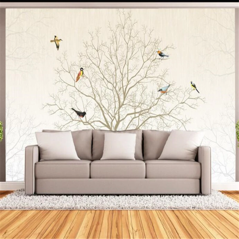 Beibehang Custom wallpapers abstract tree 3d bird sitting room TV setting wallpaper the family decorates a wall paper picture