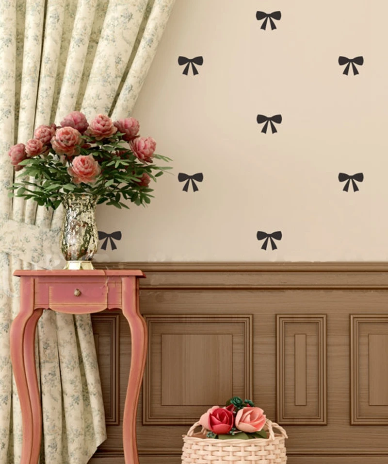 

Lovely Little Bow Wall Sticker Girls Party Decoration , Removable Bow tie pattern wall art decals girls room decor Free Shipping