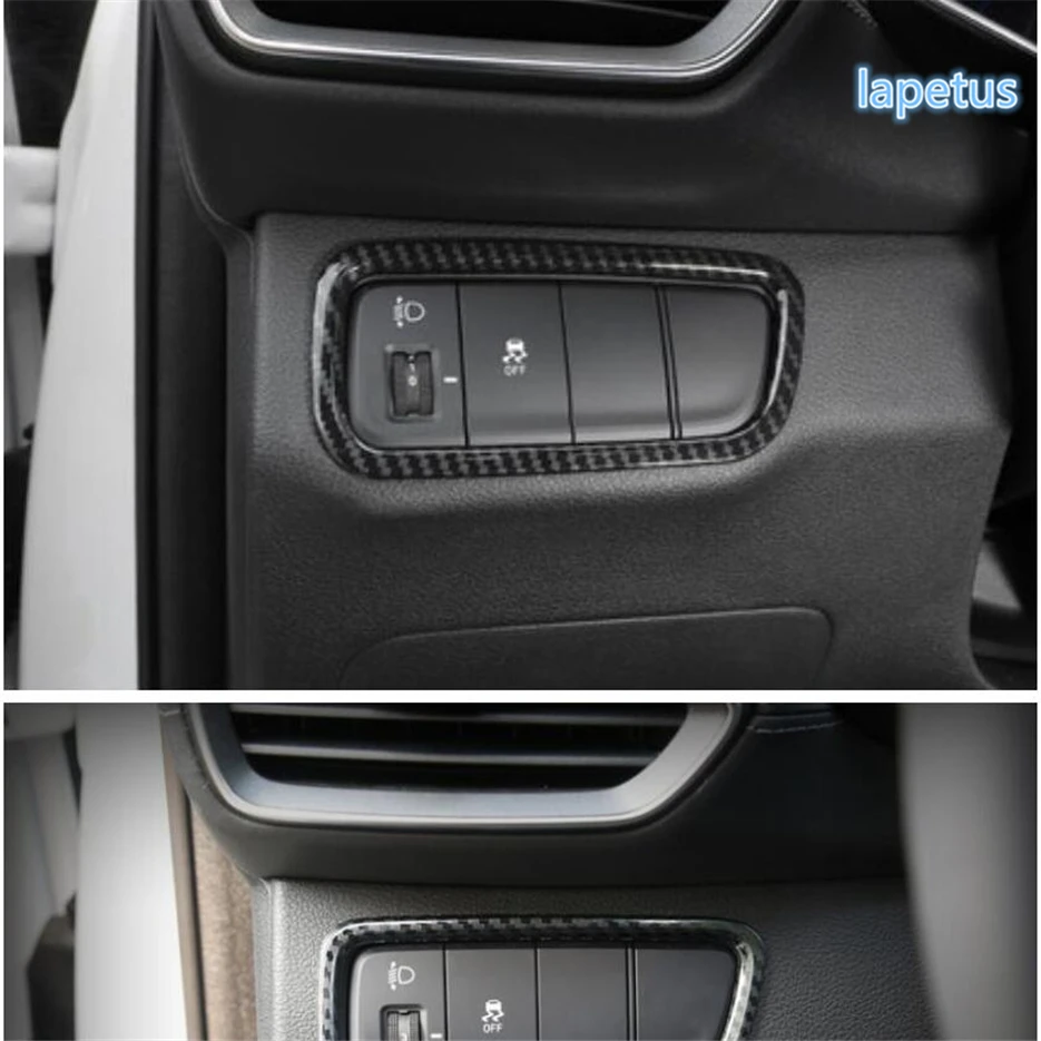 

Lapetus Front HeadLight Lamp Switch Button Decoration Frame Cover Trim 1 Pcs Fit For Hyundai Santa Fe 2019 Carbon Fiber Color