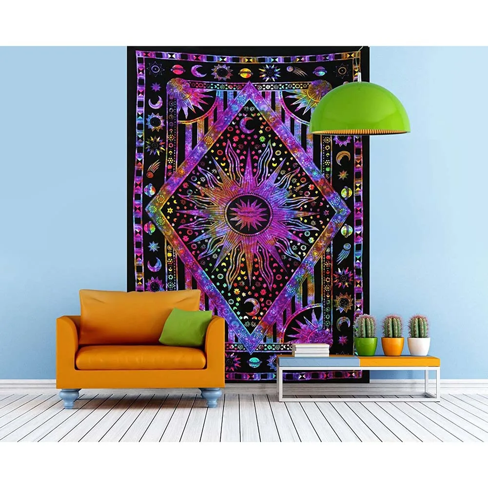 

140*200cm Tapestry Wall Hanging Sun Moon Planet Decor Beach Coverlet Curtain Rectangle Tapestrys Hot Sale