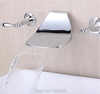 

Newly US Free Shipping 3Pcs Chrome Finish Bathtub Faucet Mixer Tap Solid Brass Shower Faucet Dual Handles Wall Mounted