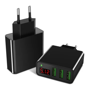

3.0 USB Charger Universal LED Display EU 3 Port Phone Charger Fast Charging Wall Charger For iPhone for Samsung