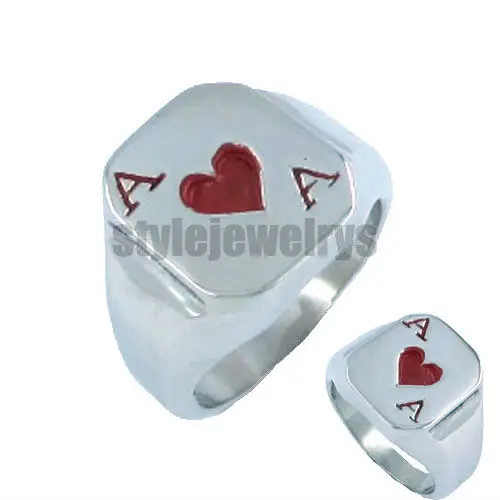 

Free shipping! The Ace of Spades Biker Ring Stainless Steel Jewelrys Red Heart Motor Biker Ring Men RingSWR0037R