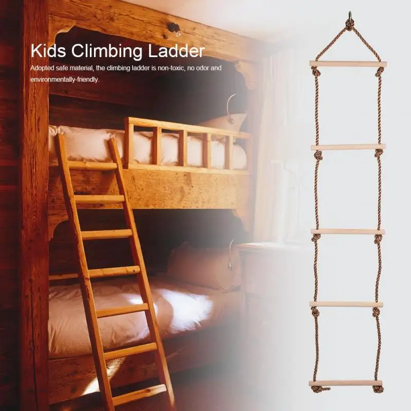 Indoor Outdoor Kids Climbing Rope Ladder Swing 5 Rungs Climb Hang Ladder For Kids Garden Game Sports Toys New Exercise Equipment