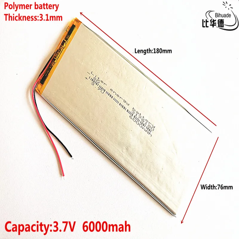3,7 V литий-полимерный 6000mah универсальный аккумулятор планшетный ПК 3,1*76*180