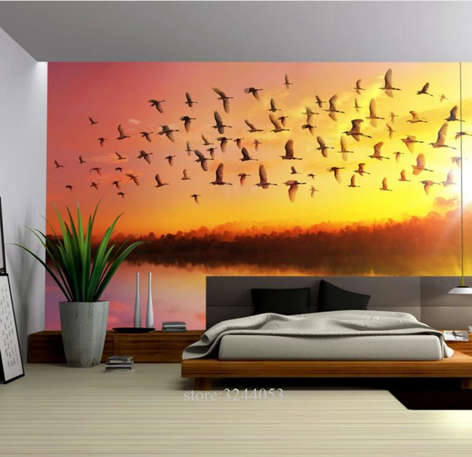 Girls Bedroom Wall Art Sunrise Sky Soaring Removable Wall Murals