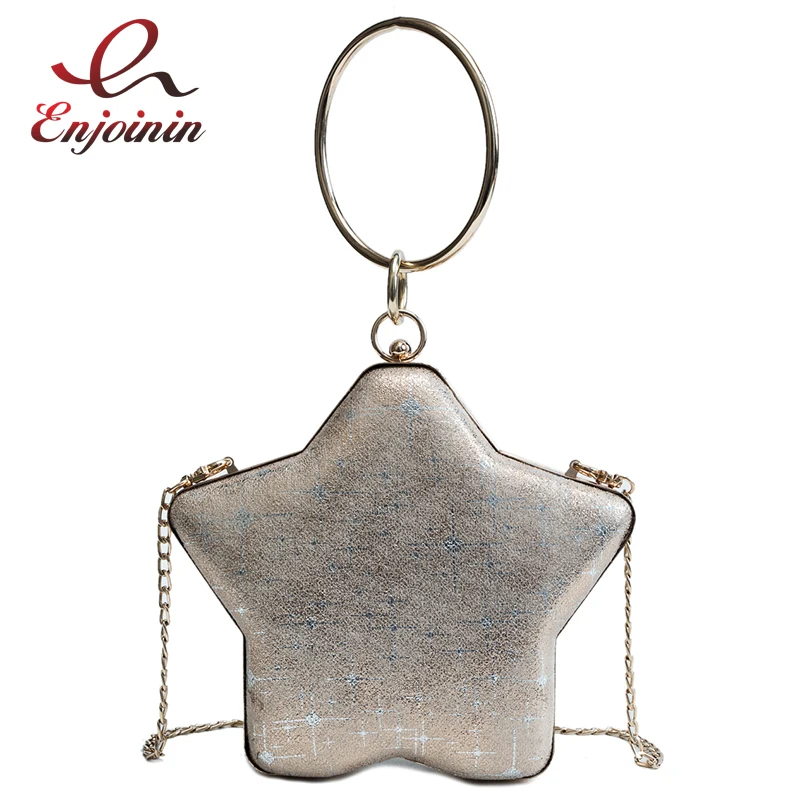 Star Shaped Metal Round Handle Fashion Casual Ladies Party Evening Bag Mini Chain Purse Handbag Shoulder Flap Female | Багаж и сумки