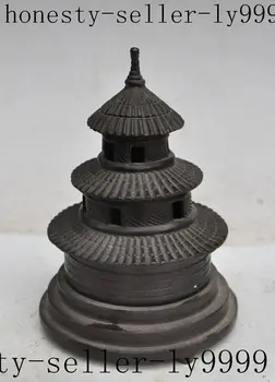 

Crafts statue marked old chinese pure bronze temple joss tower statue Incense Burner Censer halloween