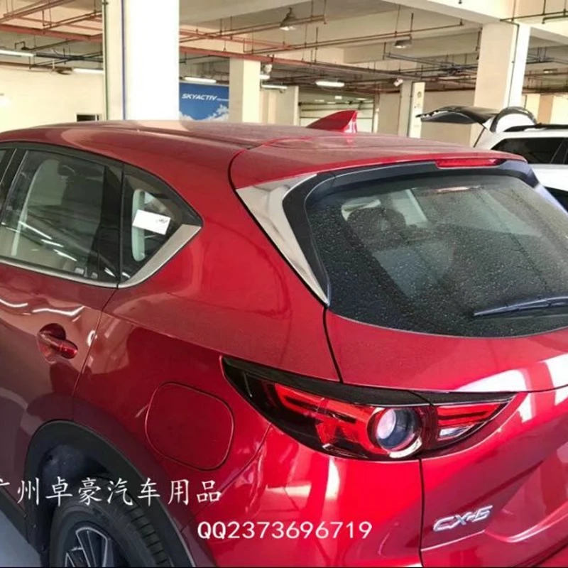 

MONTFORD ABS Chrome Rear Tail Spoiler Side Triangle Molding Window Bezel Cover Trims Sticks 2Pcs For Mazda CX-5 CX5 2017 2018