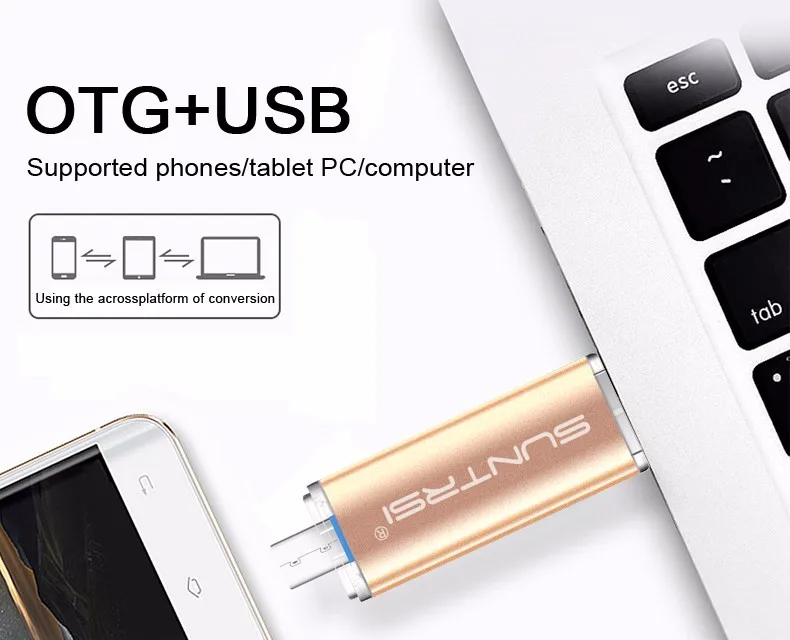 Suntrsi USB3.0 флешки 16 Гб оперативной памяти, 32 Гб встроенной памяти OTG флеш-накопитель для смартфонов и ПК высокого Скорость USB3.0 флеш-накопитель