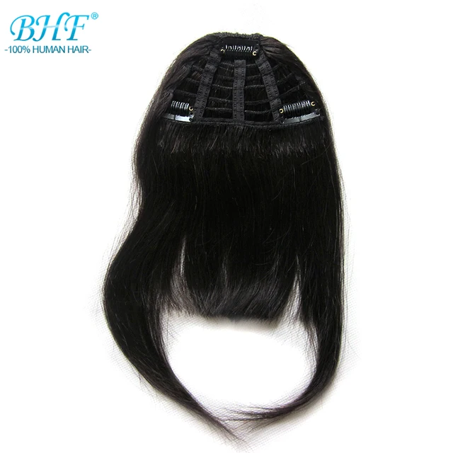 BHF-flequillo de cabello humano liso, 8 pulgadas, 20g, frontal, 3 clips, flequillo de cabello humano Natural Remy, todos los colores