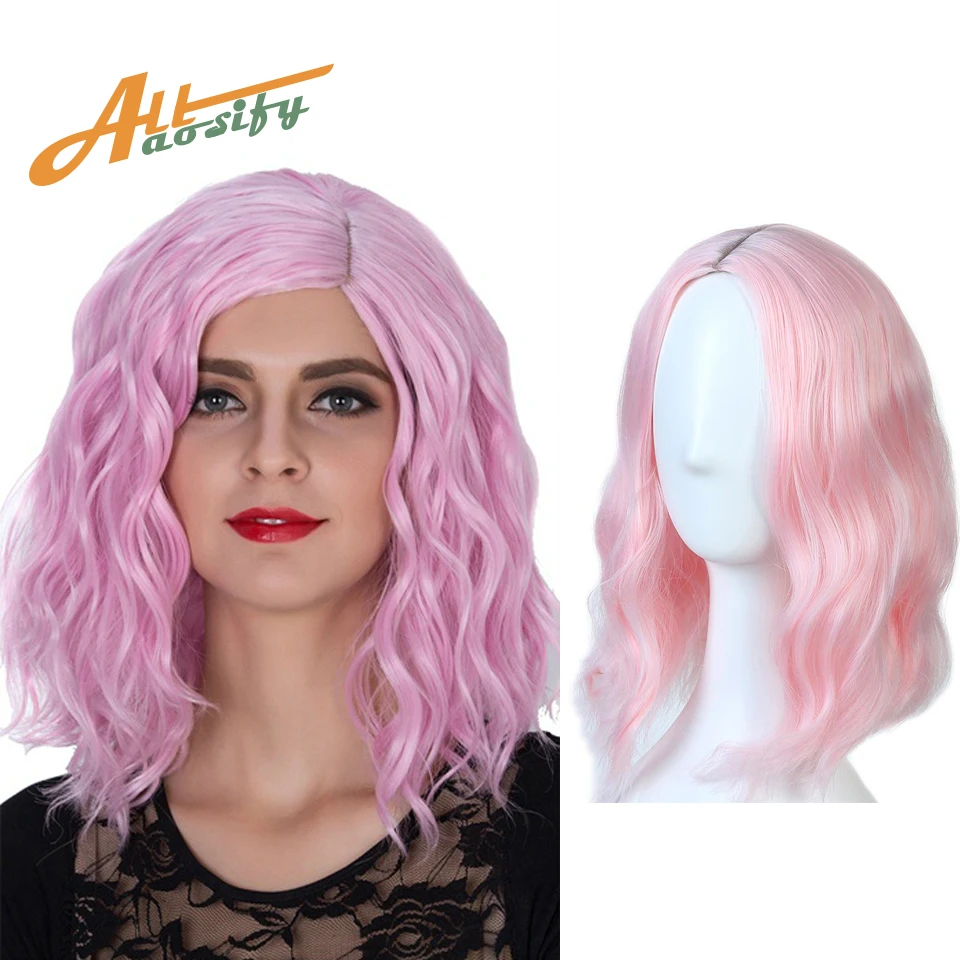 All Fashion Hot Halloween Cosplay Wigs Shoulder Length Pink Curly