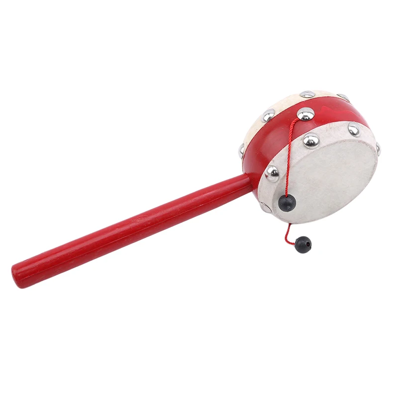 

Classical Wooden Infant Child Baby Musical Iinstrument Traditional Hand Rattle Wooden Plastic Gift Red Sheepskin Rattle