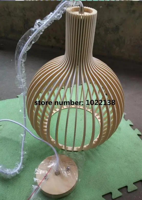 out white inner wood Современный дизайнерский деревянный подвесной светильник с птичьей клеткой, деревянная лампа для домашнего интерьера, декоративная Подвесная лампа для столовой, бара, освещение - Цвет корпуса: out white inner wood