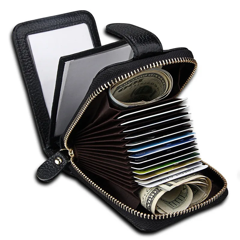 

FSINNLV New Genuine Leather ID Card Holder Driver License Holder Unisex Credit Card Holder Business Card Wallet Coin Purse HB154