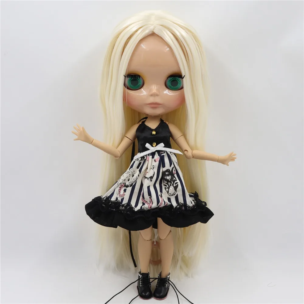 Ледяная 1/6 bjd фабрика blyth кукла с гибкими суставами бледный блонд смешанный белый волос BL136/340 30 см, супер черная кожа или загара кожи