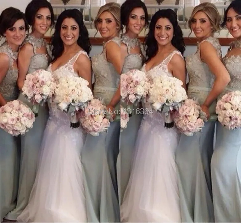 Pink And Silver Bridesmaids Dresses Weddings Top Ing Mermaid Long Satin Silver Bridesmaid Dresses High
