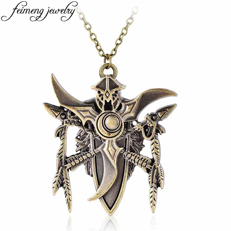 

Popular Online Game Dota 2 Necklace Vintage Bronze Night Elf Badges Metal Pendant Fashion Jewelry For Men Cool Accessories