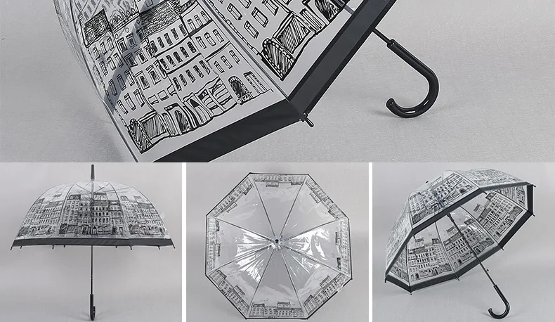 Модный креативный прозрачный зонтик в британском стиле, Мужской зонтик с прямой ручкой, Мужской Прозрачный Зонтик