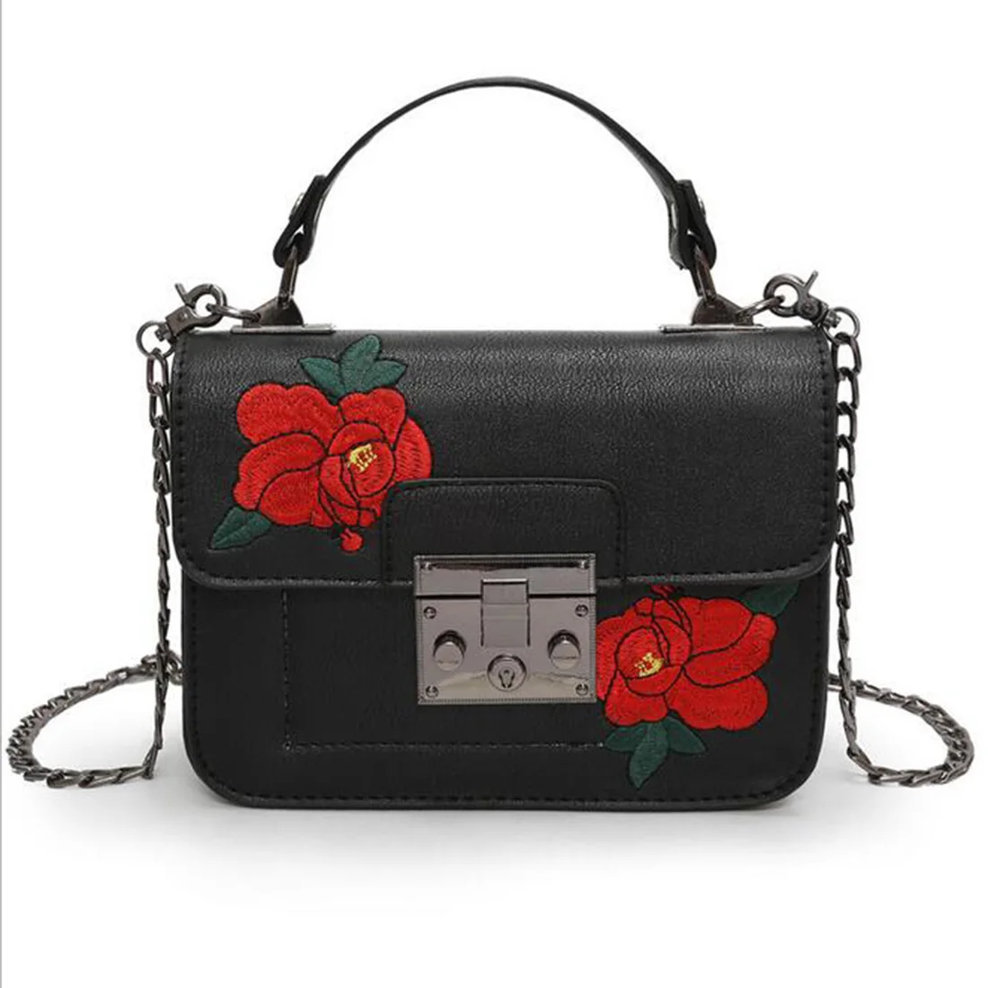 

Embroidery Flower bag handbag women famous brands Satchel Tote Messenger Shoulder Bag Leather chain Cross body bags bolsa femini