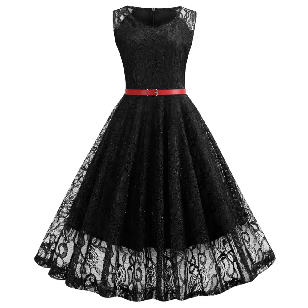 Винтажное кружевное женское платье высокого качества летние сексуальные вечерние платья трапециевидной формы с v-образным вырезом платья черного, белого, синего и красного цветов