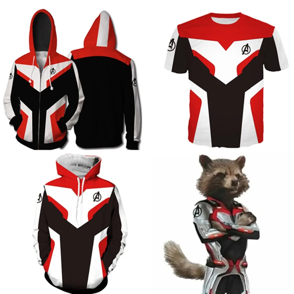 Avengers Endgame Quantum Realm Sweatshirt Jacket Advanced Tech Hoodie Cosplay Costumes superhero Iron Man Bright red Hoodies Top