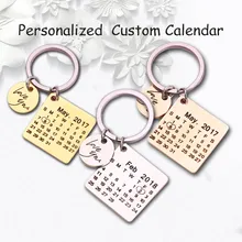 Персонализированный Календарь-брелок ручной работы, календарь, выделенный сердцем, брелок с датой, нержавеющая сталь, частный пользовательский Brelok