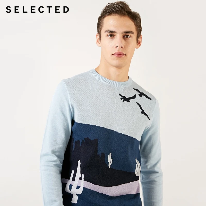 Выбранный хлопок ассорти цветов шаблон пуловер свитер Мужская трикотажная одежда S | 419124552 - Цвет: CHAMBRAY BLUE