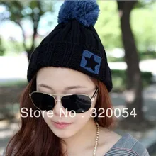 1 шт.) новая 2013 вязаная шапка мужская и женская модная зимняя теплая шляпа пентаграмма шляпа с загнутыми краями 4 цвета