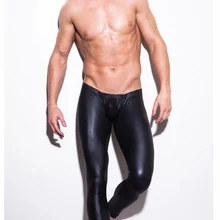 Новинка, мужские сексуальные штаны из искусственной кожи, Черная Мужская домашняя одежда, нижнее белье, модные штаны, леггинсы, Клубная одежда