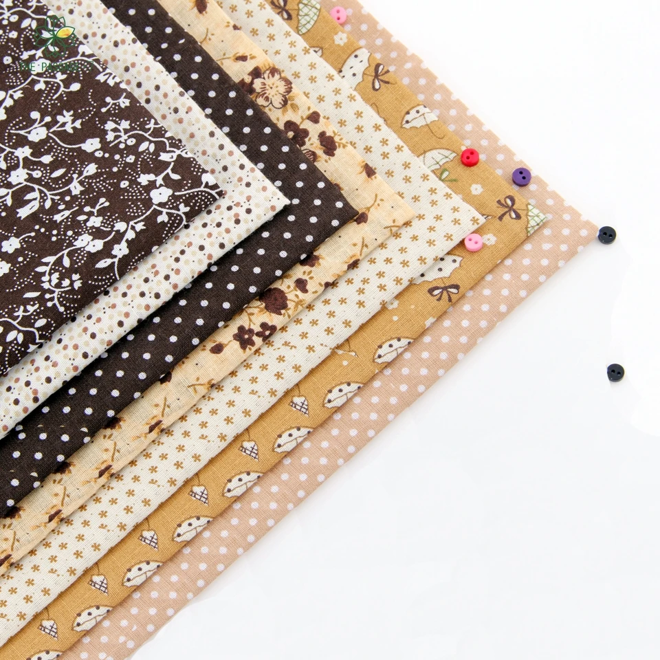 New Cotton Fabric No Repeat Brown Seriers Patchwork Fabric Fat Quarters