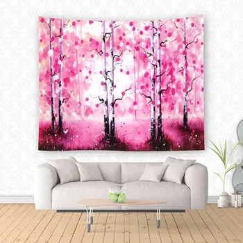 

Pink Woods Printed Home Furnishing Tapestry Wall Hanging Sandy Beach Picnic Throw Rug Blanket Camping Tent Travel Sleeping Pad
