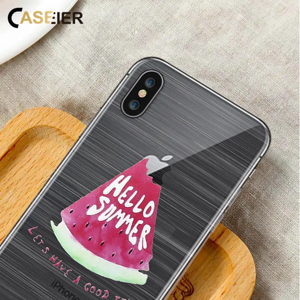 

CASEIER Summer Fruit Emboss Phone Case For iPhone 7 8 Plus Soft TPU Silicone Cases For iPhone X 6 6s Plus 5s SE Funda Capinha