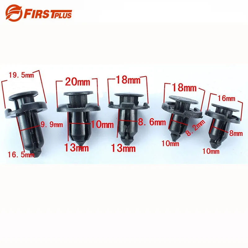 50 X Black Universal Automobile Bumpers Plastic Fasteners Push Screw