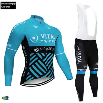 

Autumn 2019 Concept TEAM Long Seeves Cycling Jersey Blue Bike Pants Set 12D Gel Pad Mens Ropa Ciclismo Bicycling Maillot Culotte