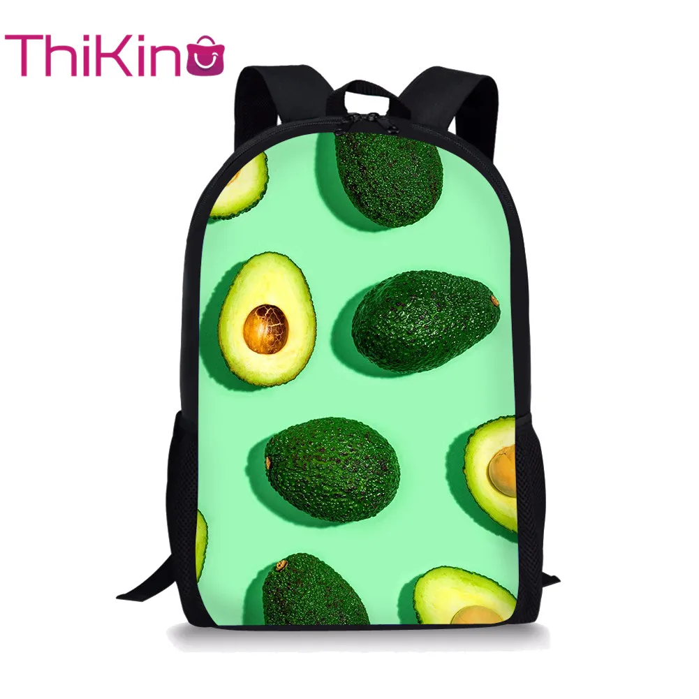 

Thikin Fresh Avocado School Bag for Teenager Backpack Girls Cool Summer Travel Package Shopping Shoulder Bag Women Mochila