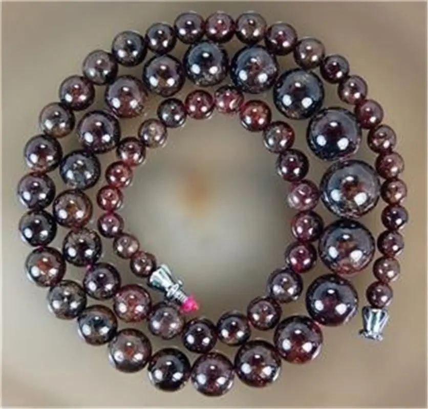

Fashion Jewelry!Garnet 6-11mm Gradual Round Beads necklace 16."WED 5.27