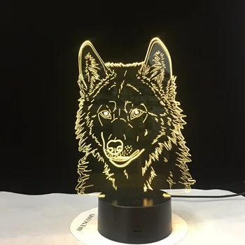 

7 Colors Lamp 3D Visual Led Night Lights for Kids Wolf Touch USB Table Lampara Lampe Baby Sleeping Nightlight