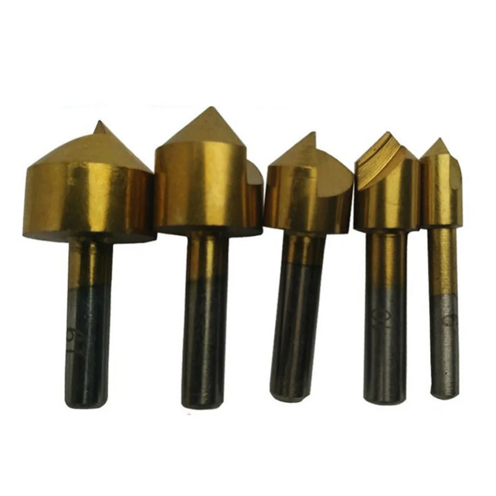 5pcs HSS Countersink Drill Bit Set Single Edge Chamfering Tool Hole