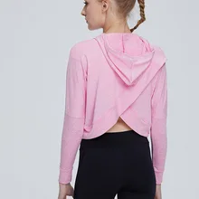 Недавно Для Женщин Йога Спортивный пуловер, толстовка с капюшоном, блузка, Фитнес для тренировок и занятий в спортзале, верхняя часть спортивного костюма BFE88