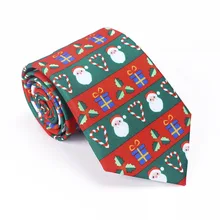 Новинка, Красный новогодний галстук, полиэстер, принт, Санта-Клаус, Рождественская елка, рождественский подарок, галстук