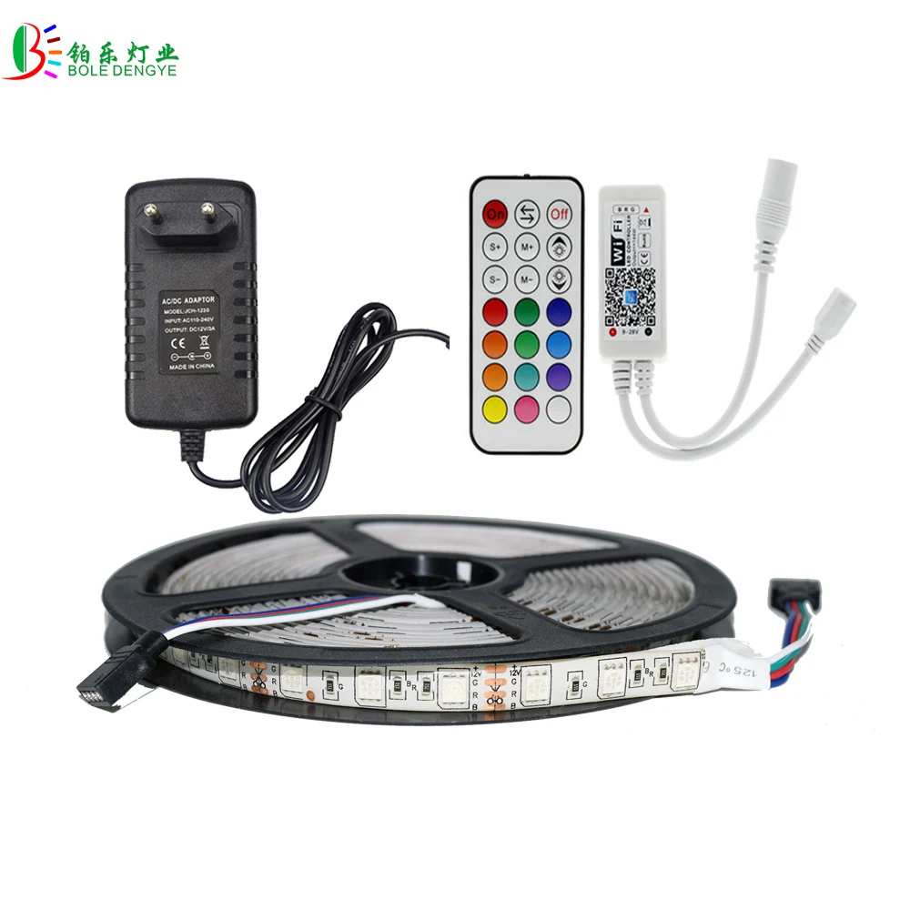 

5M 5050 2835 RGB LED Strip Waterproof Diode Tape WIFI LED Controller RF Remote Phone Control Light Dimmer Music Sensor Adapter