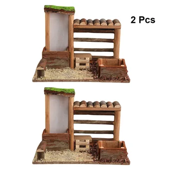 

2pcs Garden Window Box Wooden House Kit Miniature Garden Window Box Trough Planter Succulent Flower Bed Pot Plant Container Box