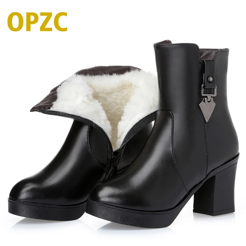 

AIYUQI 2019 Women Winter Boots. Genuine Leather high-heeled women Martin boots .Australia wool snow boots. Lady Fashion shoes