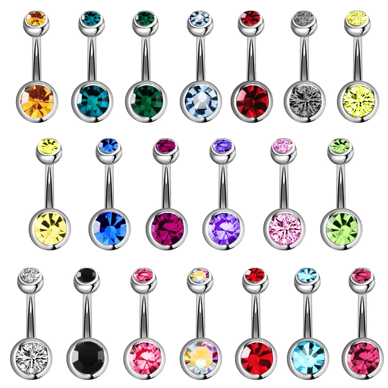 5 10 15 pcs Lot Crystal Piercing Navel Surgical Steel Rhinestone Belly Button Rings Navel Piercing Ombligo Ball Nombril Body Jewelry Aliexpress